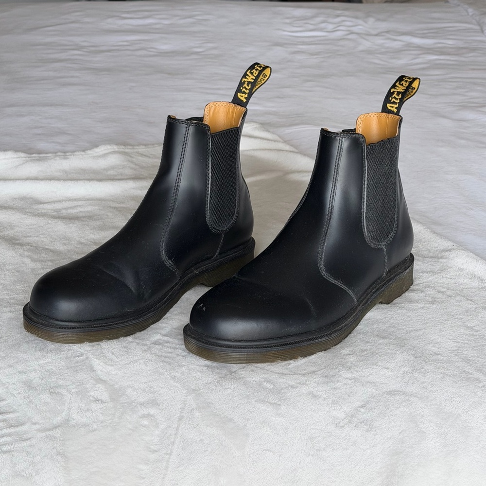 Dr. Martens Black Chelsea Boots with Yellow Pull Tabs